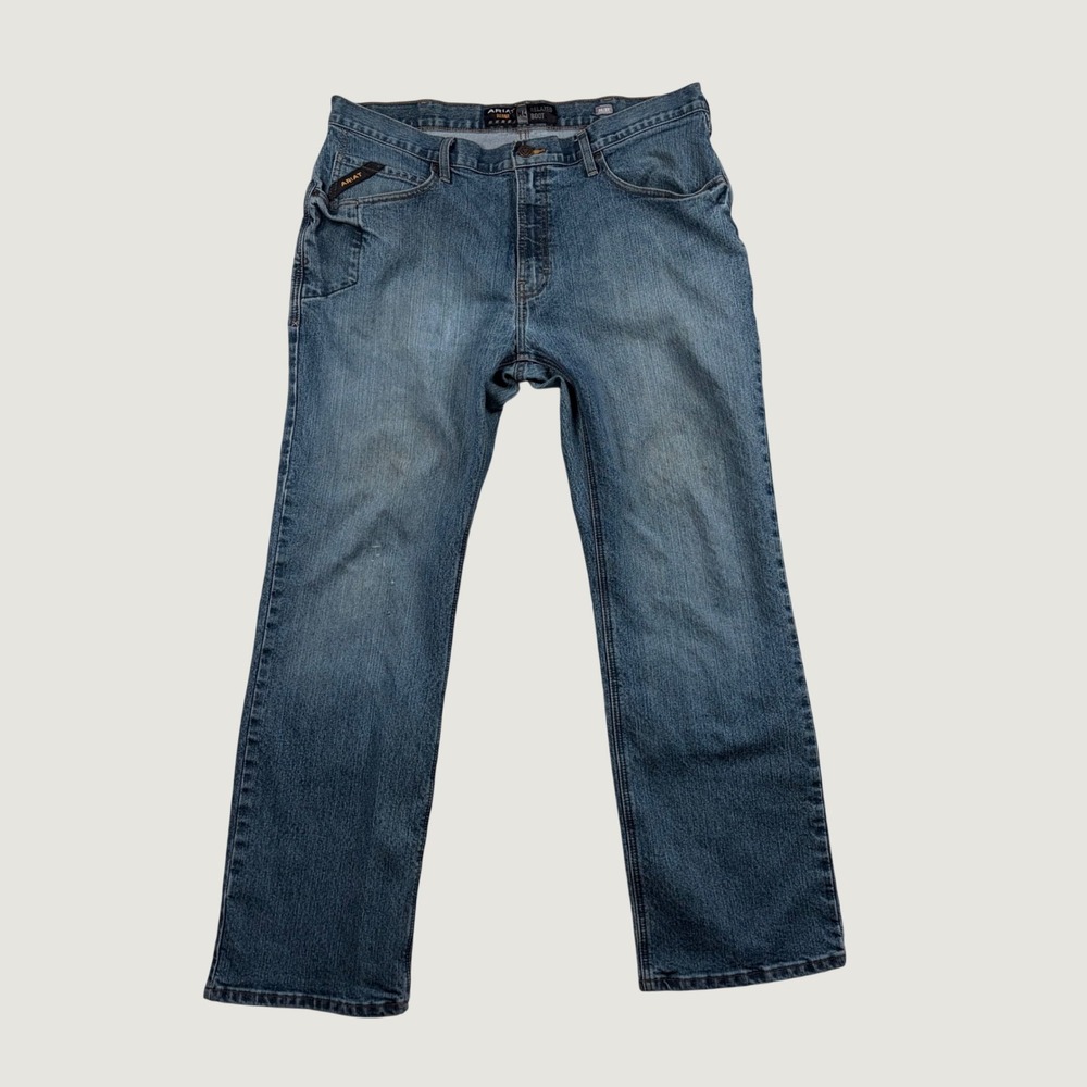 Ariat Rebar M4 Relaxed Boot Cut Jeans Mens Workwear Denim 38x32 Blue